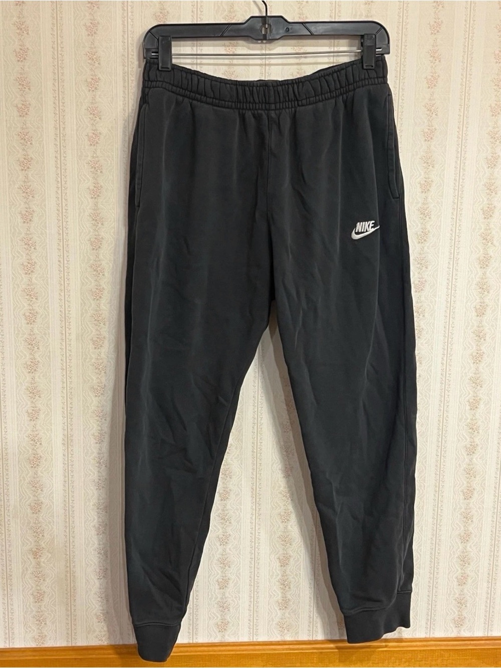 Nike Black Jogger Pants with White Swoosh Logo